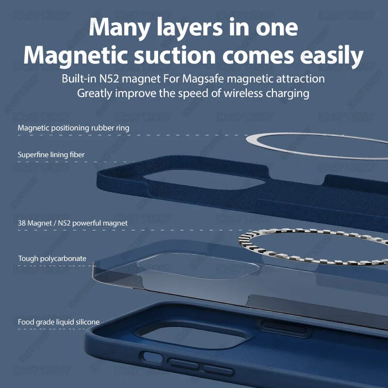 Original Magnetic Liquid Silicone Shockproof Case For iPhone 16 11 12 14 13 15 Pro Max 16 Plus For Magsafe Wireless Charge Cover