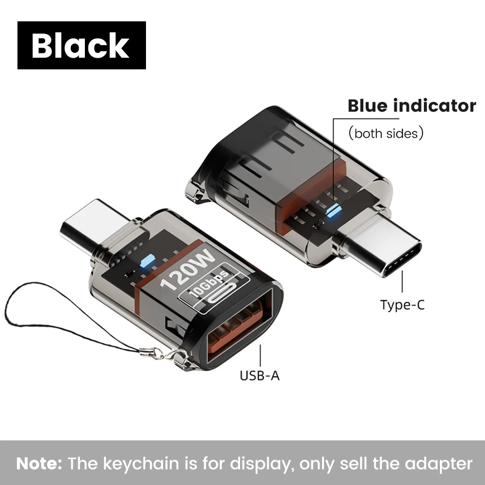 120W Type C To USB A OTG Adapter USB3.2 To Type C Female Fast Charging Converter For iPhone 15 16  Macbook Huawei Samsung Xiaomi