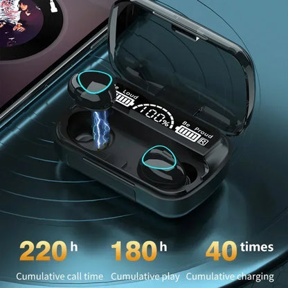TWS M10 Wireless Bluetooth Headset with Charge Box for Phone Noise Cancelling Mic Earbuds LED Display Headphones Sport Earphones