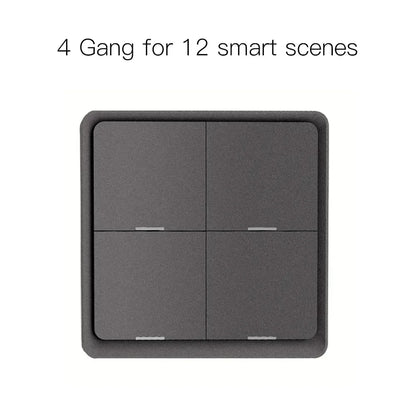 MOES 4 Gang Tuya ZigBee Wireless 12 Scene Switch Push Button Controller Battery Powered Automation Scenario for Tuya Devices
