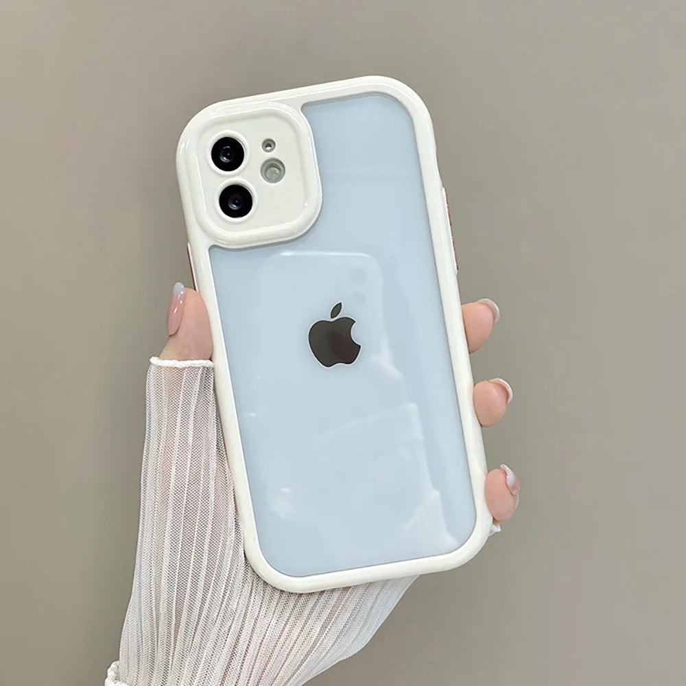Candy Color Phone Case for iPhone 14 11 12 13 Pro Max X XR XS 7 8 SE Clear Shockproof Silicone Transparent Protection Back Cover