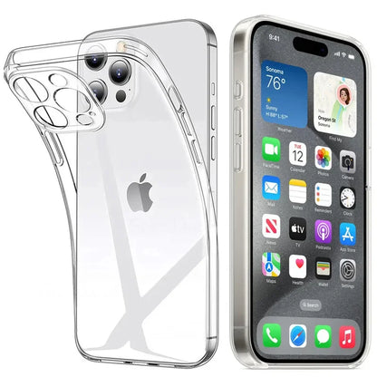 Clear Silicone Case For iPhone 16 15 14 13 12 Mini 11 Pro XS Max XR X 7 8 6 S Plus SE 2020 2022 16e Transparent Soft Cover