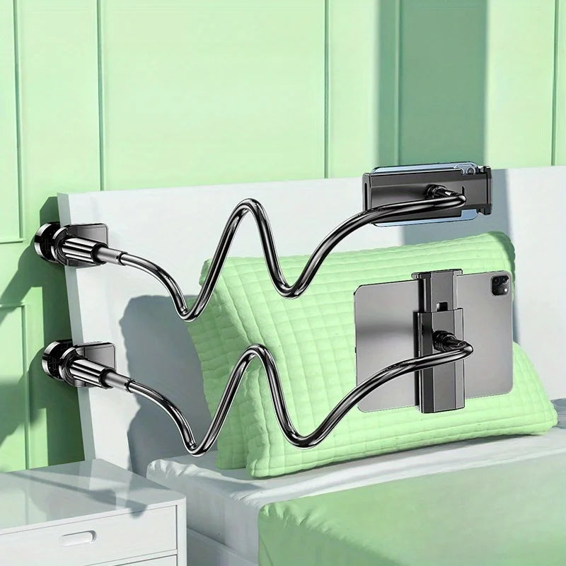 Universal 360-Degree Rotating Tablet Phone Holder with Adjustable Spiral Base, Flexible Stand for Desktop and Bed Use
