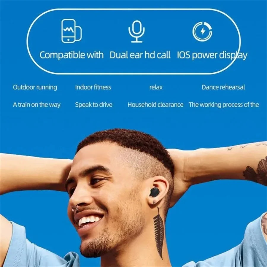 TWS A6S Headset Wireless Earphones Bluetooth Headphones Sport LED Display Touch Stereo Fone Bluetooth Earbuds for Xiaomi Huawei