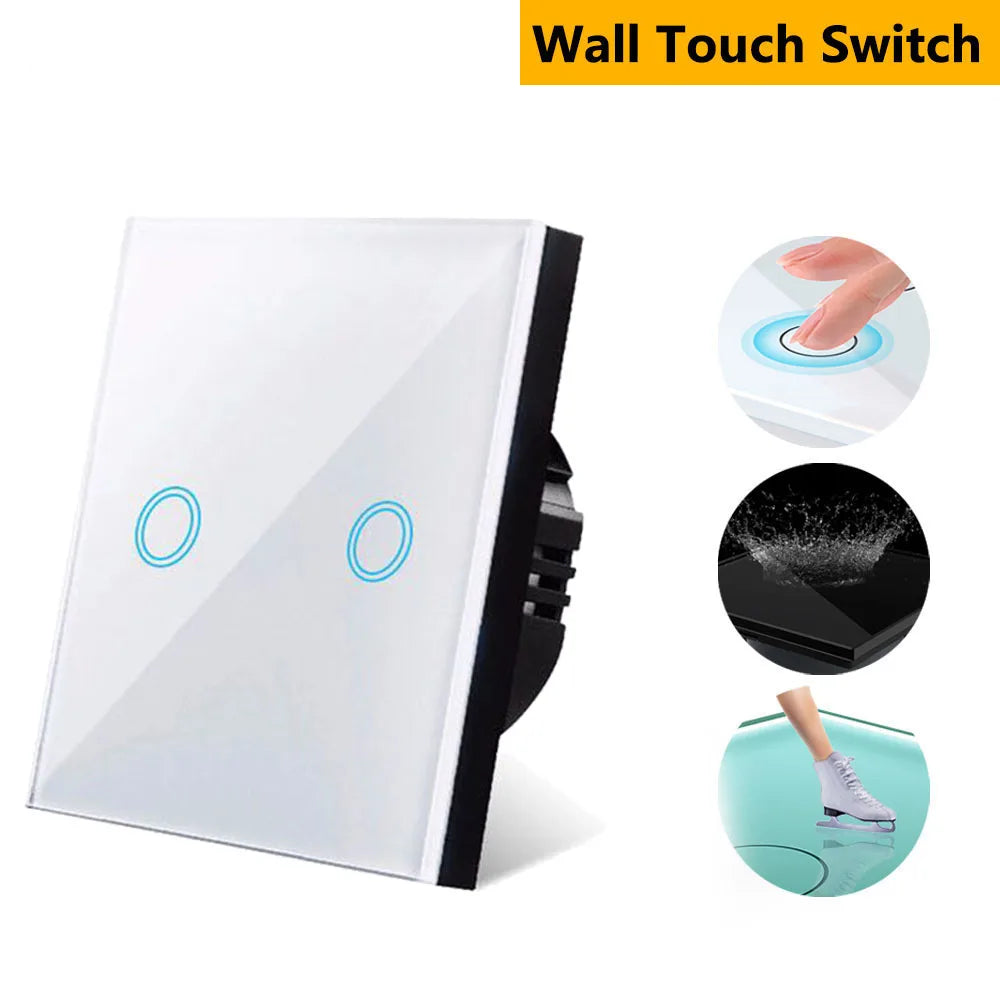 Szaoju EU Touch Switch AC100-240V Led backlight Panel Tempered Crystal Glass wall Light sensory Switches 1/2/3 Gang Interruttore