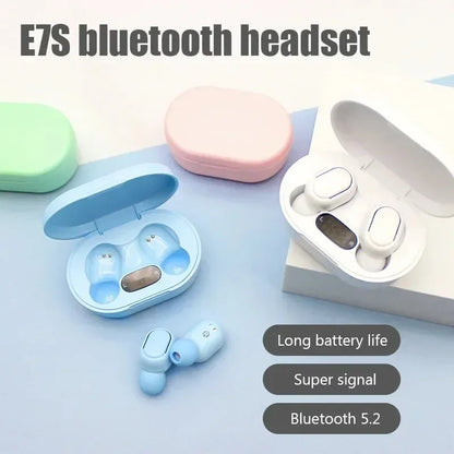 E7S TWS Wireless Headphone Bluetooth Earphone Control Sport Headset Waterproof Mic Music Earphones Work for Smartphone