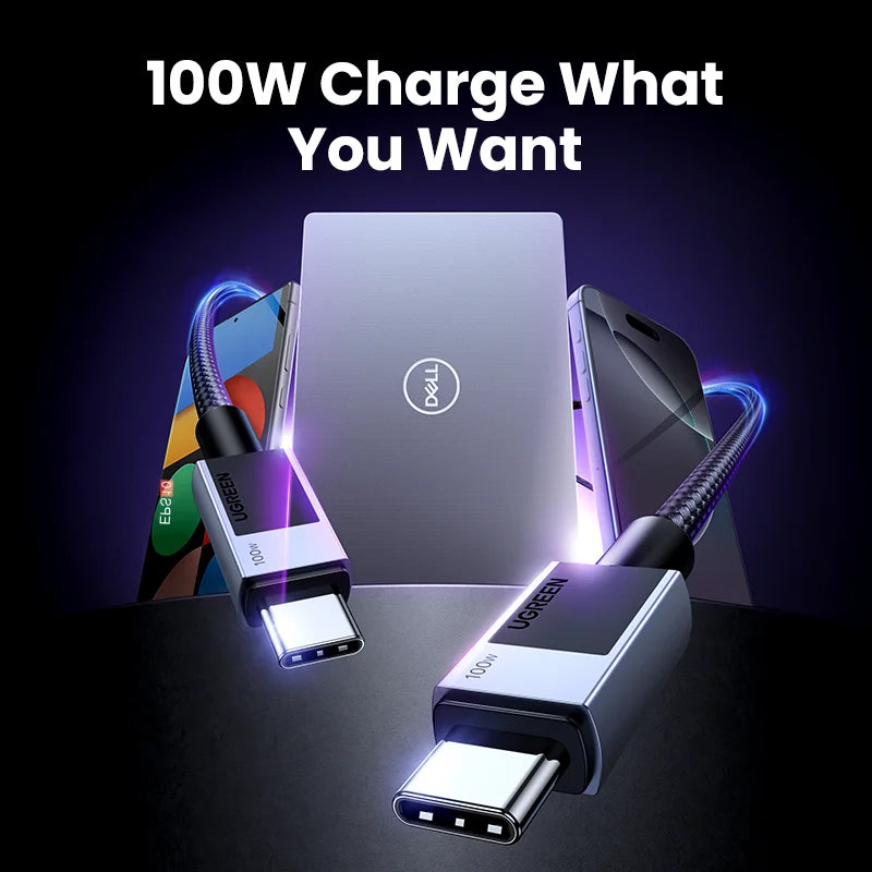 UGREEN USB Type C Cable PD100W Fast Charging Cable for iPhone 17 16 15 Samsung S25 Xiaomi USB C to USB C Cable for MacBook iPad