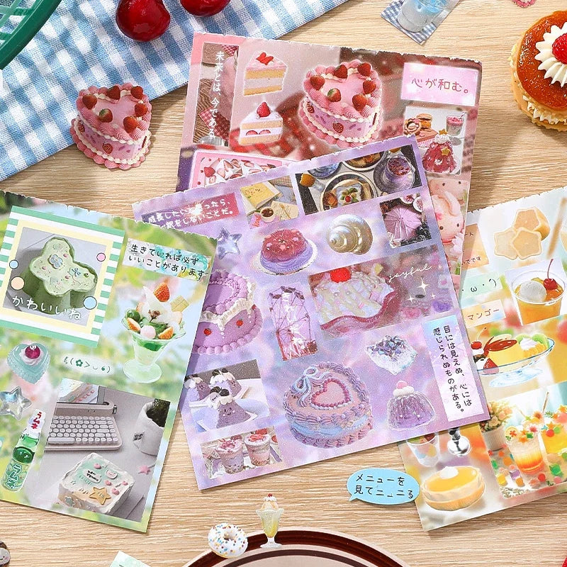 30Pcs/bag Photo Frame Envelope Phone Case Stickers Scrapbooking Journal Stickers Food Sticker Book DIY Handbook Scrapbook