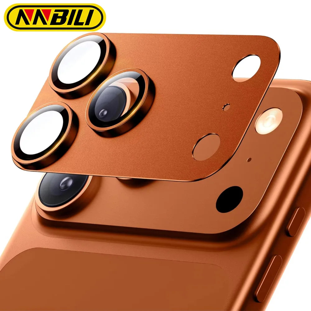 NNBILI For Phone 17 Pro Max Camera Lens Protector Strong Adsorption Metal 9H+ Tempered Glass Camera Screen Full Protective Cover