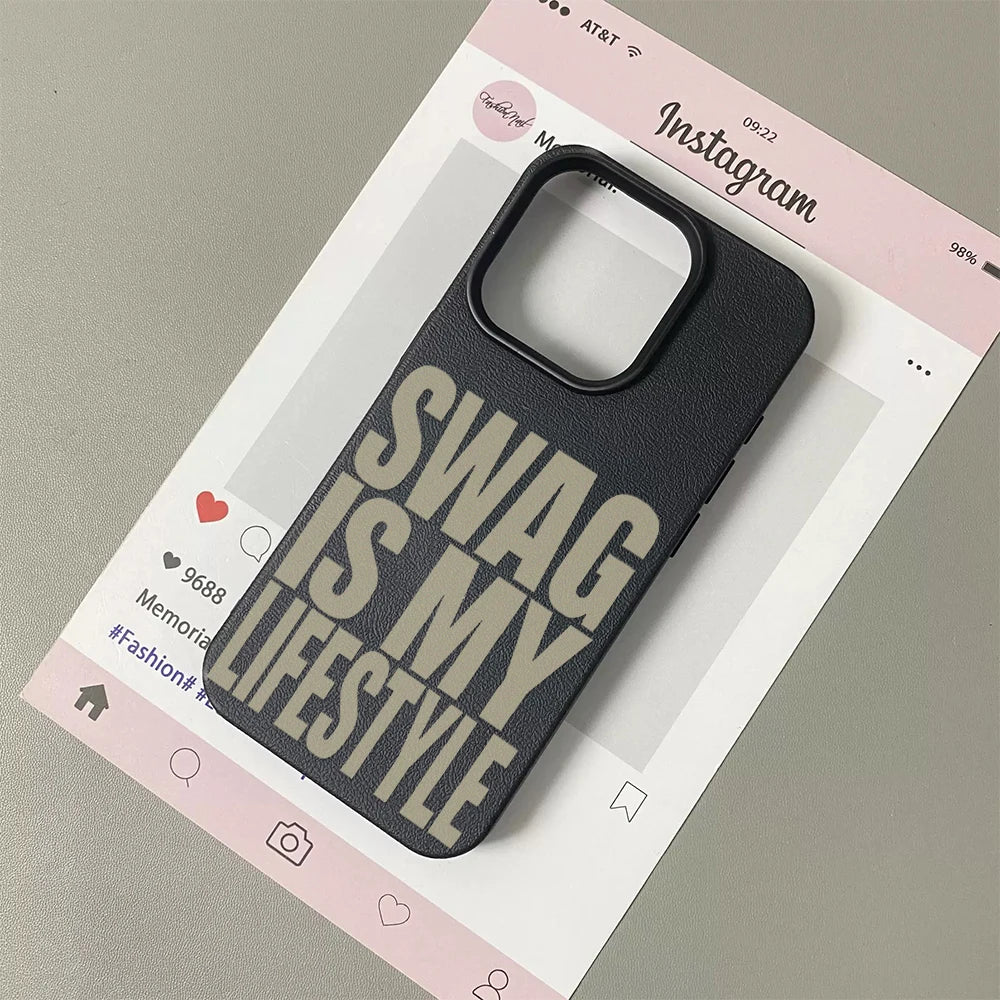 Swag Lifstyle Case For IPhone 17 16 15 14 13 12 11 Pro Max Silicone Leather Cover Iphone 13 15 16 17 Air Pro Max TPU Cover