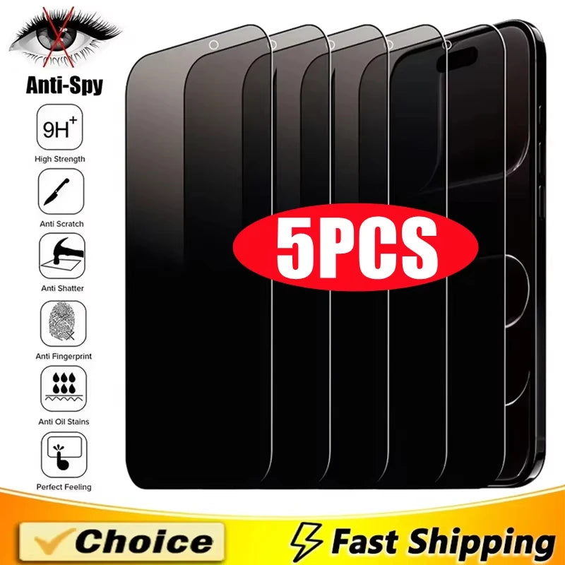 5PCS Anti-Spy Privacy Glass For  iPhone 16 17 15 14 13 12 11 Pro Max 13 12 Mini 11 Pro XR XS Max