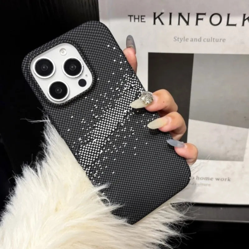 Luxury Carbon Fiber Business Plastic Phone Case For iPhone 17 16 15 14 13 12 Pro Max 11 Ultra-Thin Cool Armor Shockproof Cover
