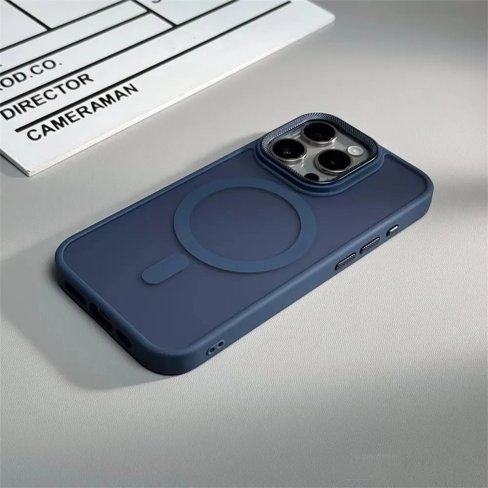 Luxury Spiricle Camera Protection Case for iPhone 15 16 Pro Max 16 Magsafe Cases for iPhone 14 12 11 13 17 Pro Max Matte Cover
