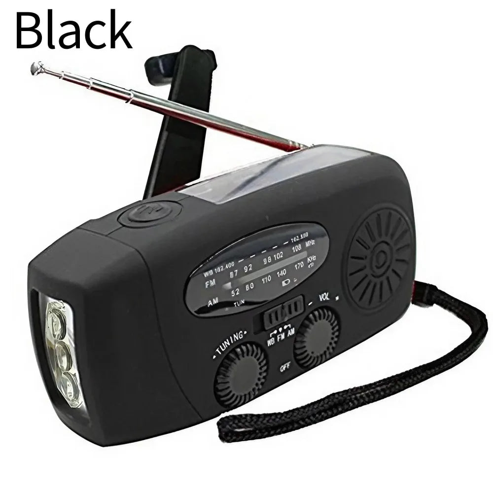 Weather Radio Emergency Multifunctional Radio FM AM WB Hand Crank Solar USB Charging 2000mAh Power Bank LED Flashlight Torch