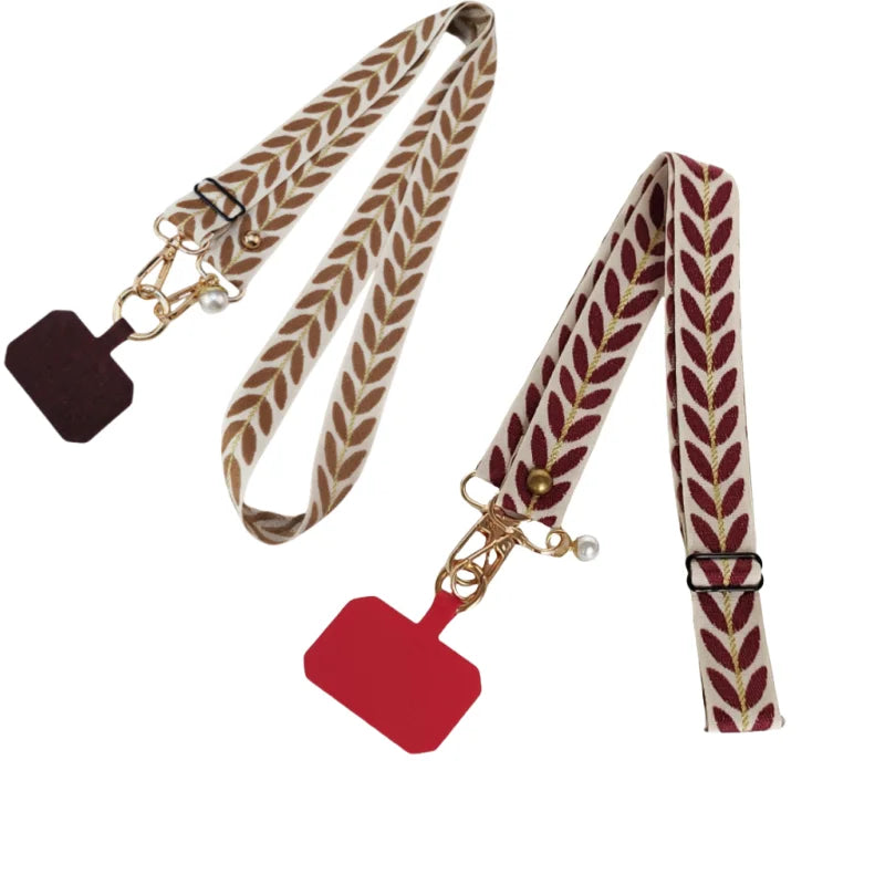 Adjustable Long Mobile Phone Lanyard Crossbody Card Neck Cord Clip Hang Lanyard Pearl Hanging Ornaments Charm Anti-lost Lanyard