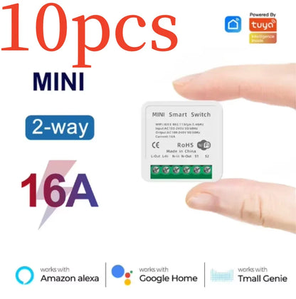 1pc 16A Mini Wifi DIY Light Switches Module 2-way Control Work With Tuya Smart Life Alexa Alice Google Home