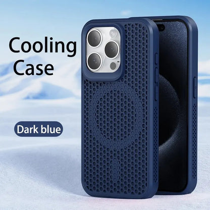 Cooling Heat Dissipation Magsafe Magnetic Phone Case For iPhone 16 14 15 13 12 11 Pro Max Plus Breathable Grid Hard Back Cover