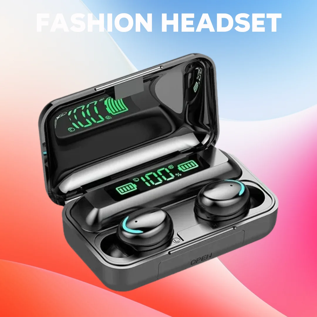 F9 TWS Bluetooth Wireless Game Earbuds with Digital Display Large Capacity Charger Portable Headphones for Gaming