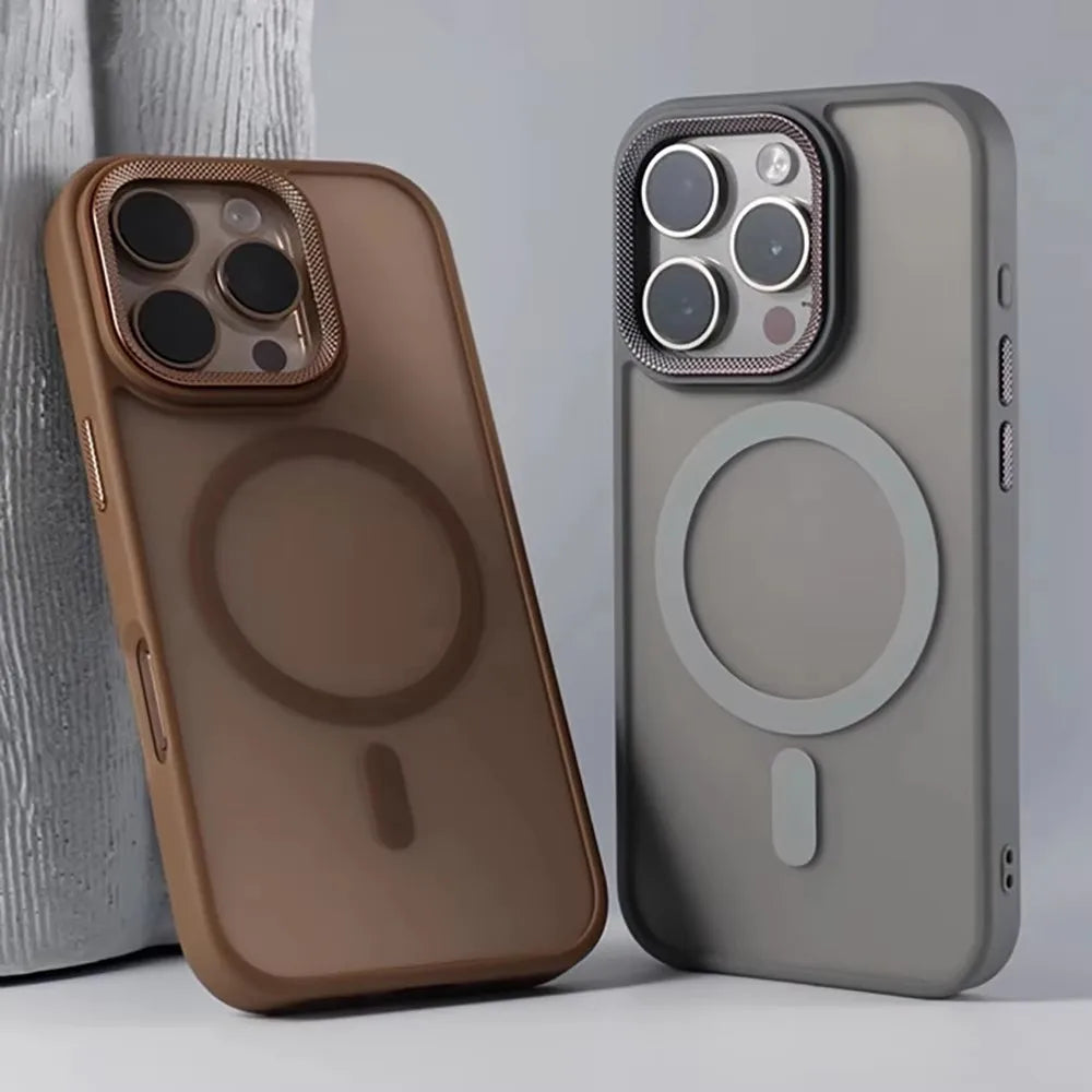 Luxury Spiricle Camera Protection Case for iPhone 15 16 Pro Max 16 Magsafe Cases for iPhone 14 12 11 13 17 Pro Max Matte Cover
