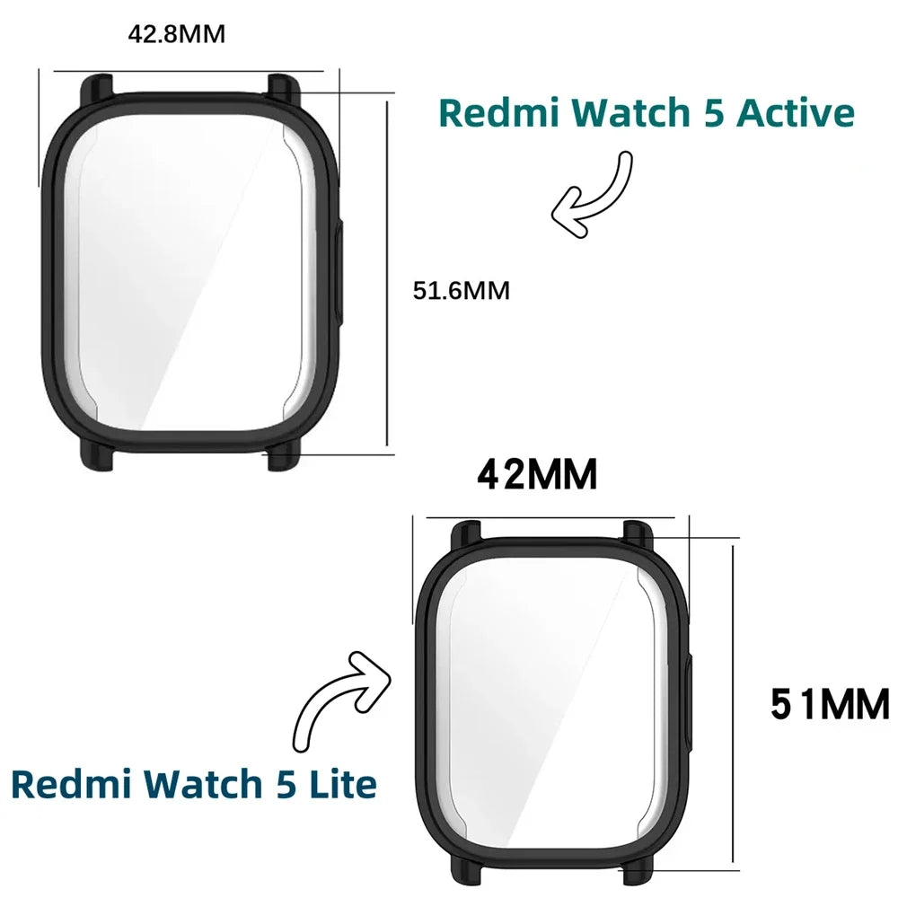 TPU All-inclusive Case for Redmi Watch 5 / 5 Lite / 5 Active Soft TPU Plating Protector Watch Cover Suit for Redmi Watch