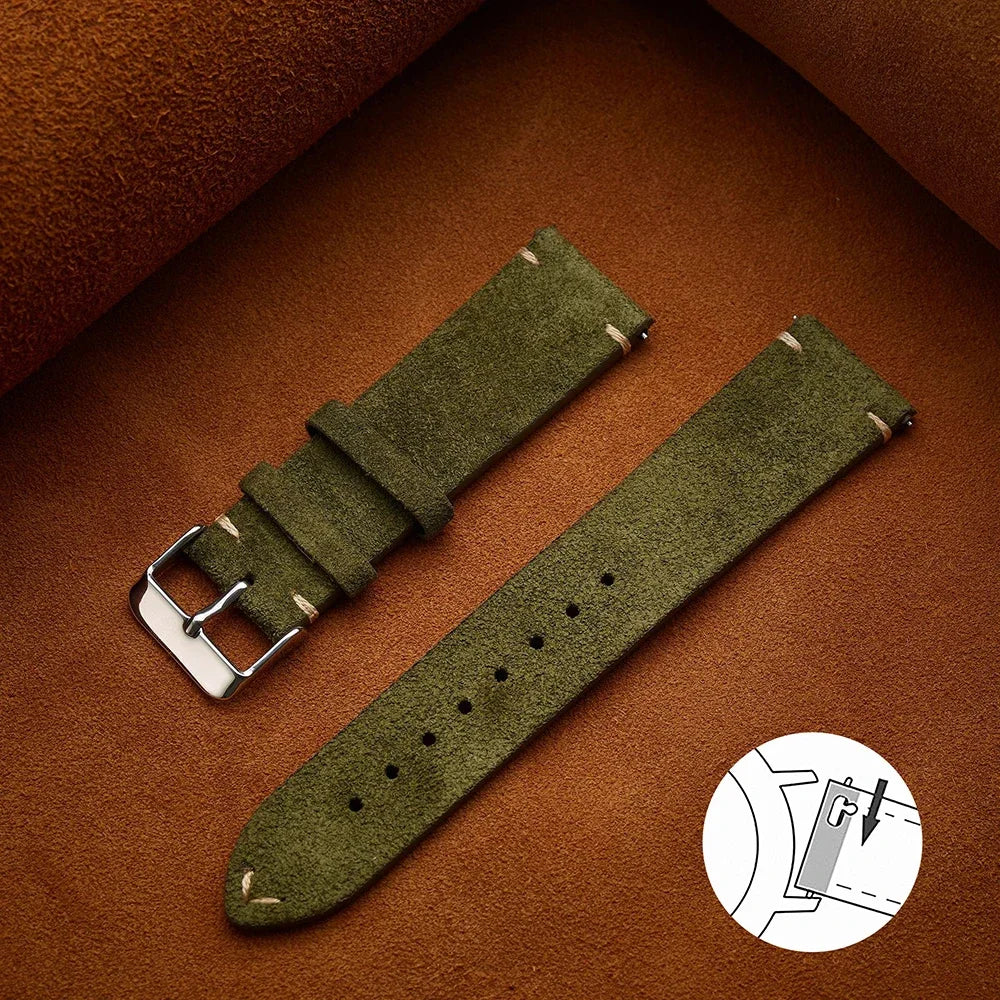 Wristband 20mm 22mm 4mm 16mm 18mm Quick Release Soft Suede Strap Brown Watch Bands Calfskin Bracelet Women&Men Accessories