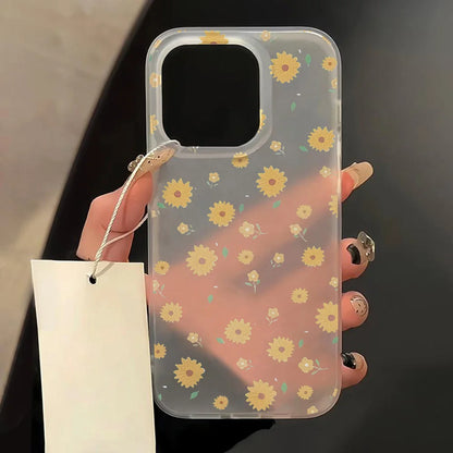 Flowers Phone Case For iPhone 16 Pro Case iPhone 13 11 12 14 15 Pro Max 13 Mini 15 Plus Translucent Slim Silky Skin Back Cover