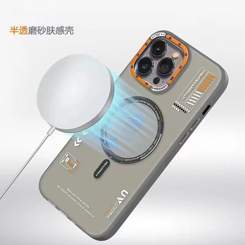 Matte Magnetic Phone Case For iPhone  16 15 13 12 14 Pro Max for Magsafe Wireless Charge Frosted Metal Lens Frame Buttons Cover