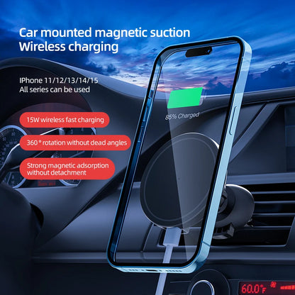 VIKEFON Magnetic Car Wireless Charger For iPhone 12 13 14 15 pro max Air Vent Car Phone Holder Stand Fast Car Charging