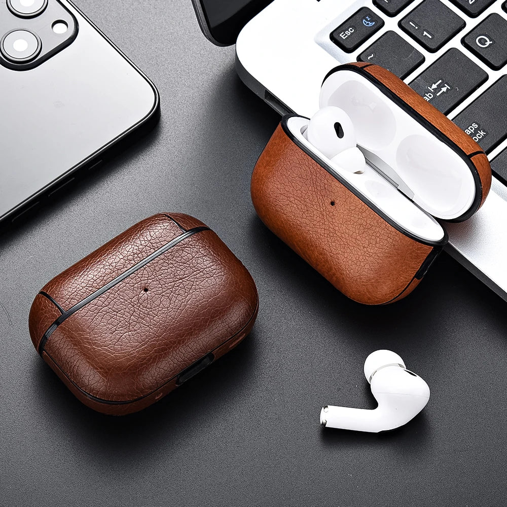 For Airpods Pro 3 Case Leather Business Earphone Case Headset Shell Headphone Cover For AirPod 4 3 Pro 2nd Gen USB C