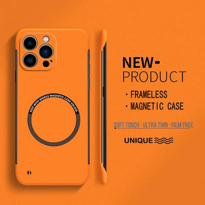 【Iron Plate Glue on Surfce 】Ultra Thin Hard Magnetic Frameless Phone Case For iPhone 15 14 Pro Max 13 12 Mini 11 Pro Max Cover