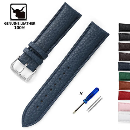 Litchi Pattern Soft Leather Watch Band Bracelet 14mm 16mm 18mm 20mm 22mm Replacement Wrist Straps Watchbands