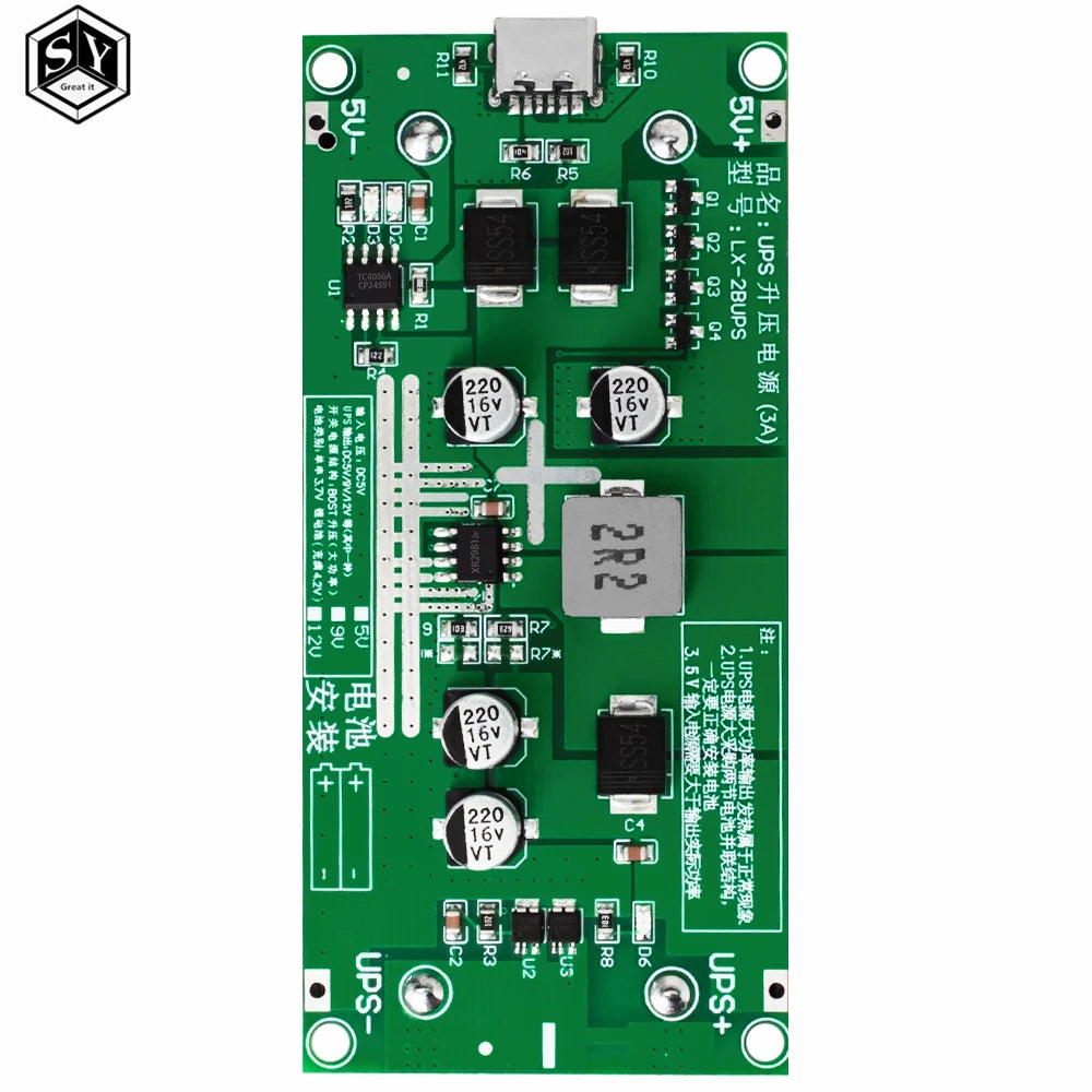 Type-C 15W 3A 18650 Lithium Battery Charger Module DC-DC Step Up Booster Fast Charge UPS Power Supply / Converter 5V 9V 12V