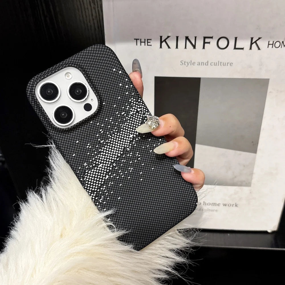 Luxury Carbon Fiber Business Plastic Phone Case For iPhone 17 16 15 14 13 12 Pro Max 11 Ultra-Thin Cool Armor Shockproof Cover
