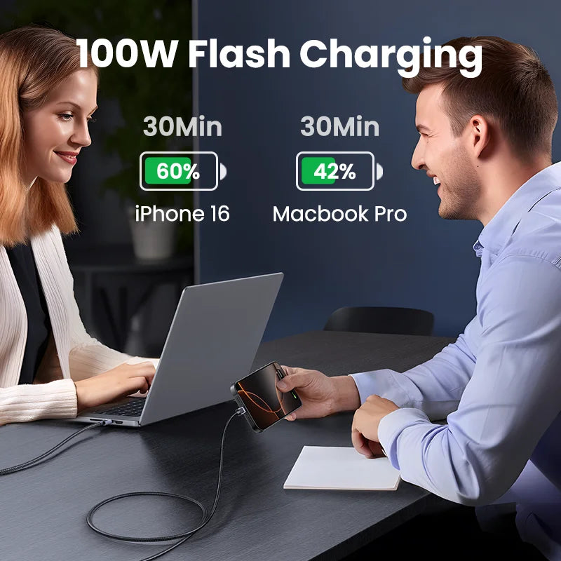 UGREEN USB Type C Cable PD100W Fast Charging Cable for iPhone 17 16 15 Samsung S25 Xiaomi USB C to USB C Cable for MacBook iPad