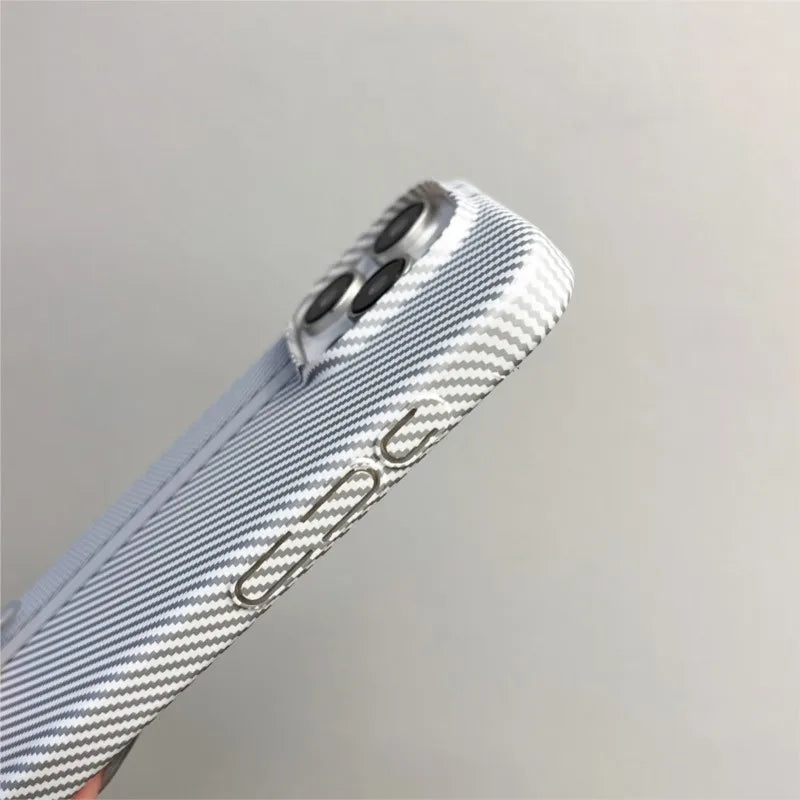 Luxury Carbon Fiber Business Plastic Phone Case For iPhone 17 16 15 14 13 12 Pro Max 11 Ultra-Thin Cool Armor Shockproof Cover
