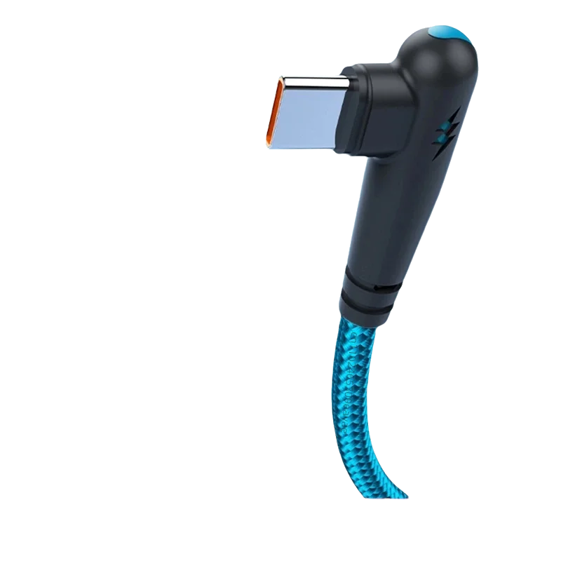 HOMEFISH 120W Braided 90 Degree Right Angle Fast Charging Cable for Type-C Devices High-Speed Data_