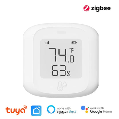 HOMEFISH Smart WiFi/Zigbee Temperature and Humidity Sensor Hygrometer Thermometer with LCD Display Support Alexa Google Home