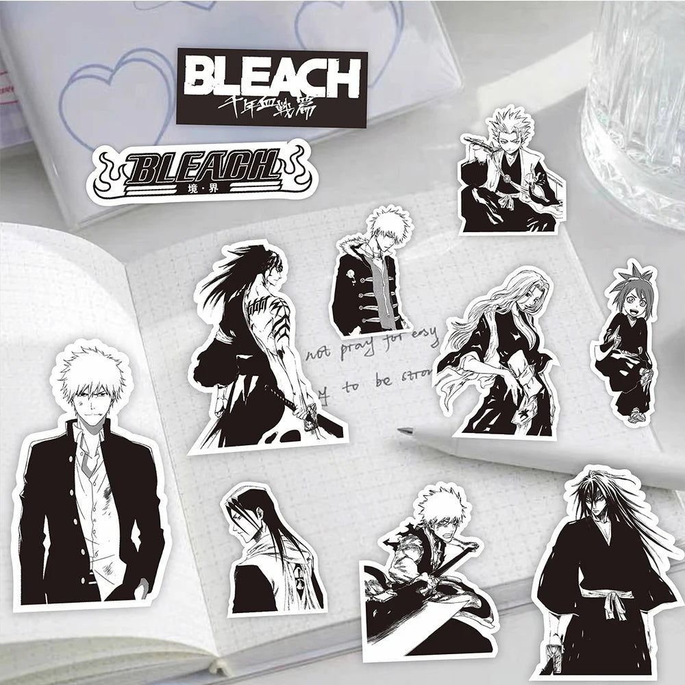 10/30/75PCS Black and White Anime BLEACH Stickers for Kids Cool Graffiti Skateboard Phone Case Laptop DIY Cartoon Sticker Toys