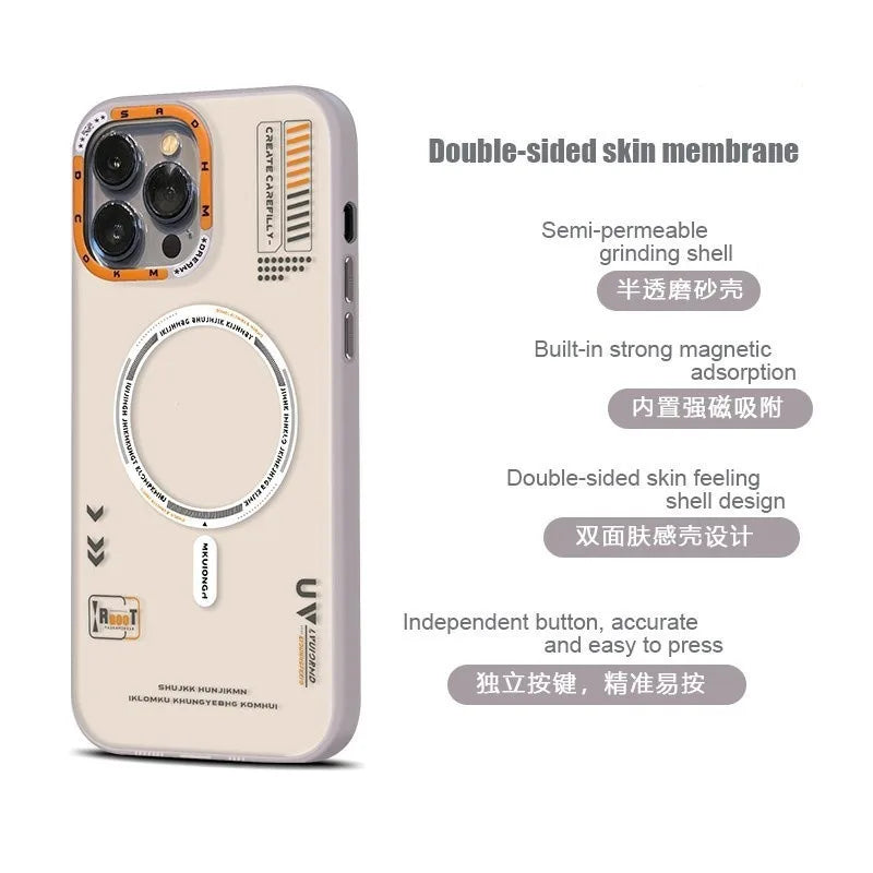 Matte Magnetic Phone Case For iPhone  16 15 13 12 14 Pro Max for Magsafe Wireless Charge Frosted Metal Lens Frame Buttons Cover