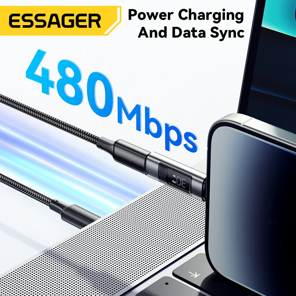Essager Type C to Lighting OTG Adapter Digital Display PD 60W Fast Charging Lightning To Type C Connector For iPhone 17 16 15 14