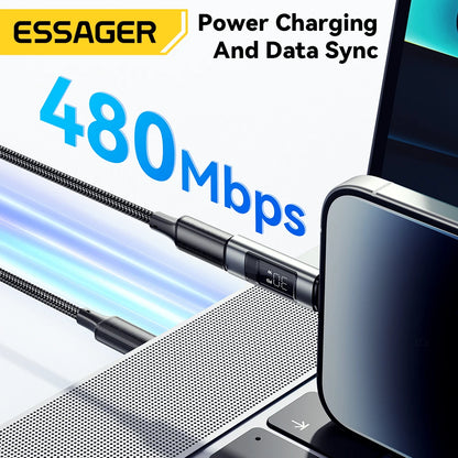 Essager Type C to Lighting OTG Adapter Digital Display PD 60W Fast Charging Lightning To Type C Connector For iPhone 17 16 15 14