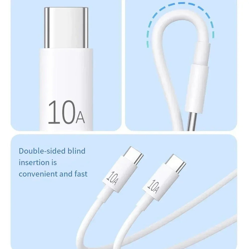 10A Type C To Type C Cable 120W Super Fast Charging Phone Charger Data Wire For Samsung Xiaomi Huawei USB C Quick Charger Cable