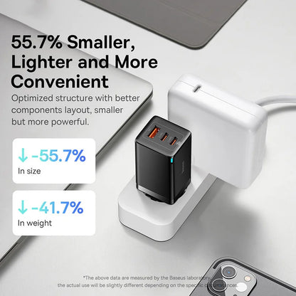 Baseus 65W GaN Charger Quick Charge Type C PD QC Charger USB Charger Portable Fast Charger For Laptop iPhone 17 16 15 14 13 Pro