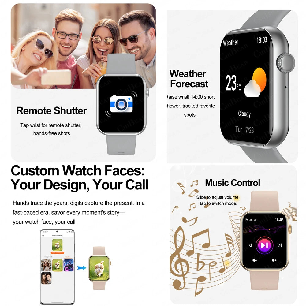 2025New Smartwatch Multi-functional Bluetooth Call Health Monitor Music Control Sports IP68 Waterproof Smart Watch For Men Women