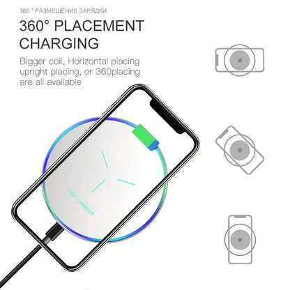 Wireless Charging Pad Fast Wireless Charger Compatible for iPhone 17 Pro 16 15 14 13 12 SE XS Max XR AirPods for Samsung Galaxy