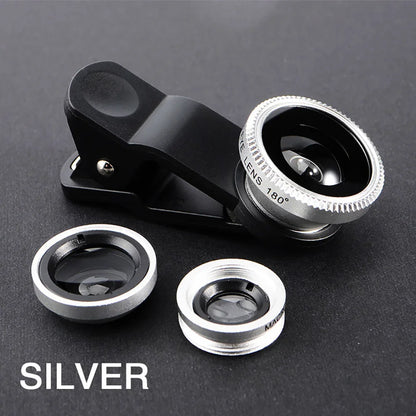 3 in 1 Lens Magnifying Glass 0.67X Wide Angle Fisheye Phone Lens Micro Camera Len Universal Kit With Phone Clip For Smartphones