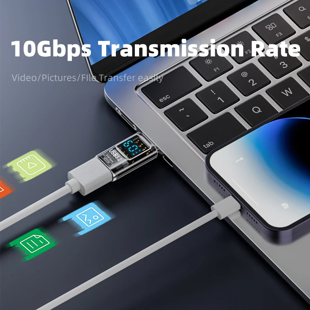 10Gbps USB 3.2 Digital Display Adapter 60W USB Male to Female Fast Charging Data Converter USB C Adapter for PC Laptop iPhone