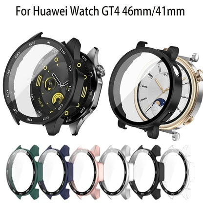 Tempered Glass+Case For Huawei Watch GT4 46mm Full Coverage Bumper Screen Protector Cover For Huawei Watch GT 4 41mm Accessories