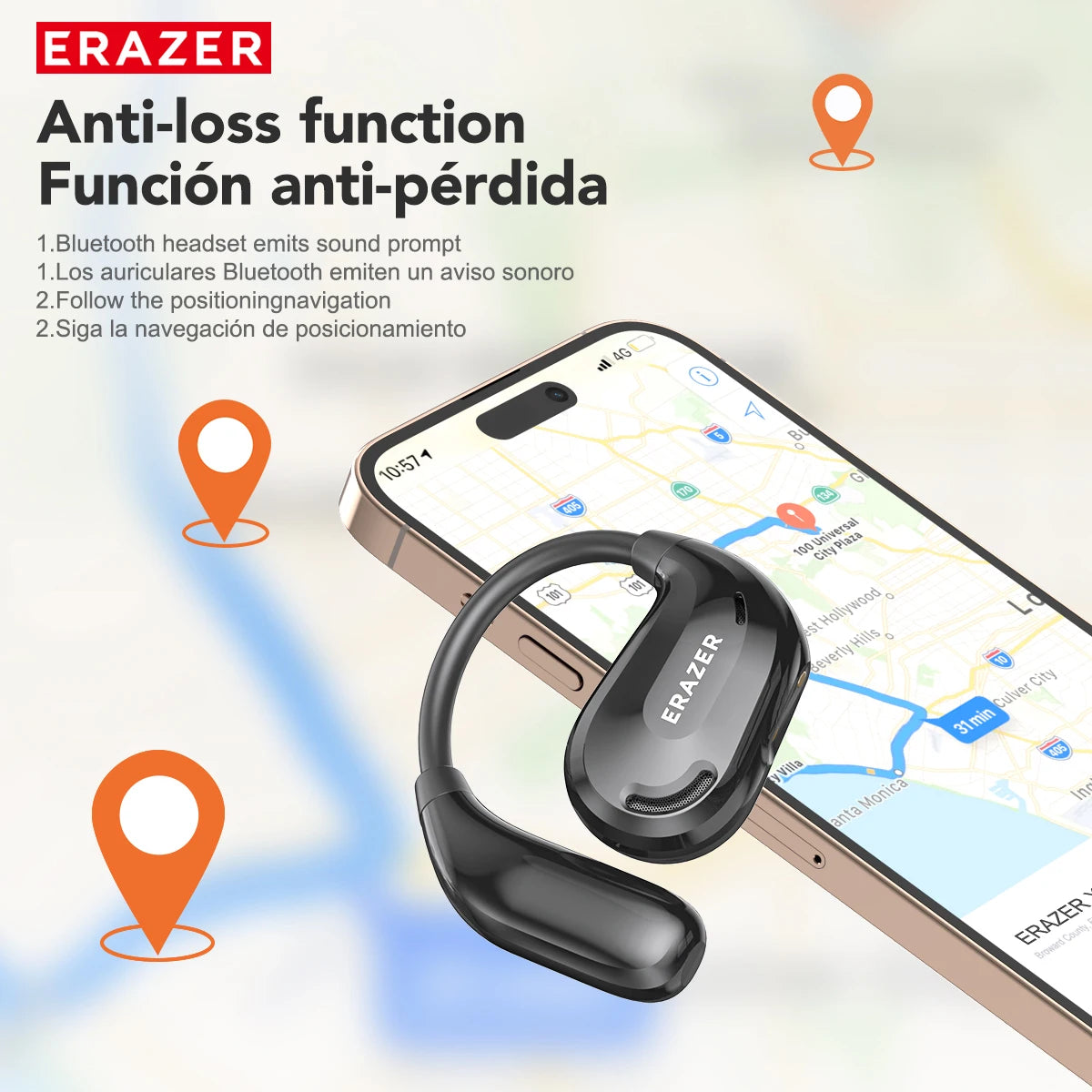 ERAZER XT66PRO Bluetooth Earphones ASMR Headsets DIY APP AI Translator Earbuds Wireless Headphones 13 Hours long life Display