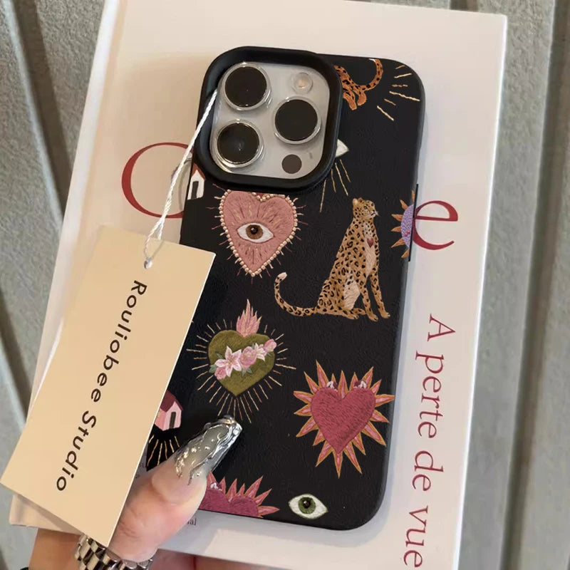 For iPhone 16 15 14 13 12 11 17 Pro Max Plus Case Personalized Leopard Lichee Pattern Silicone Cover For iPhone XS X 16e Funda